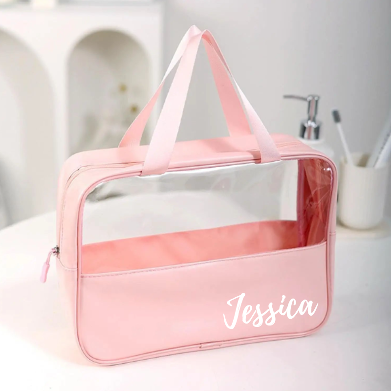 Customized Waterproof PVC Clear Makeup & Toiletry Bag – Personalized Travel Cosmetic Organizer