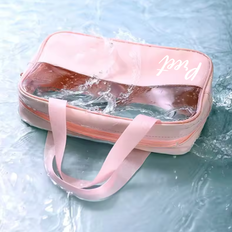 Customized Waterproof PVC Clear Makeup & Toiletry Bag – Personalized Travel Cosmetic Organizer