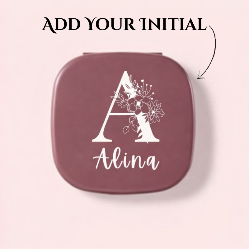 Customized Jewelry Travel Case with Mirror – Custom Alphabet Initial Portable Jewelry Organizer
