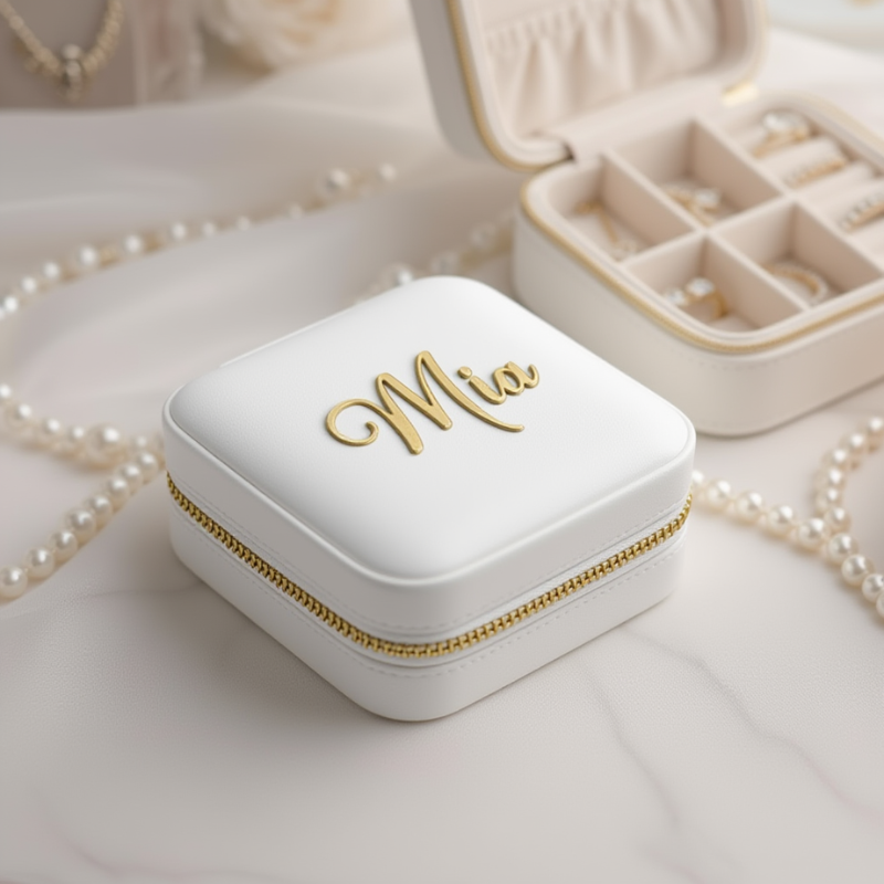 Customized Velvet Jewellery Box with Acrylic Name – Elegant Personalized Jewelry Organizer & Gift Box