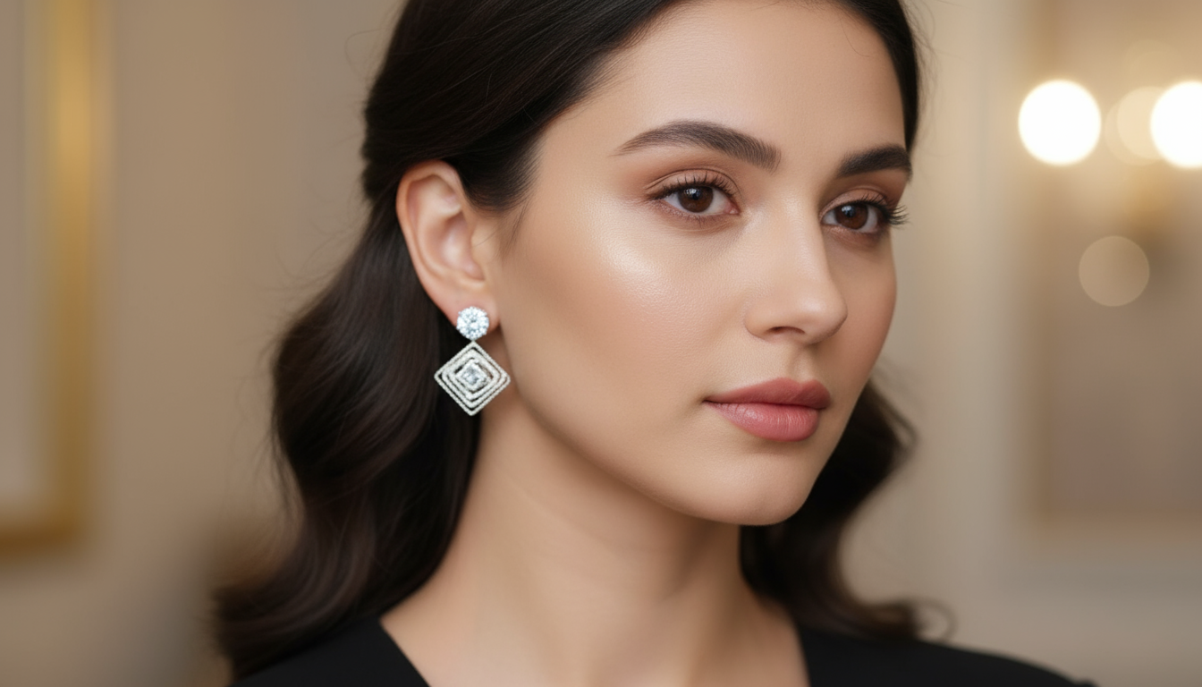 Elegant Diamond Dangle Earrings for Women - Geometric Drop Earrings - Cubic Zirconia Statement Jewelry(Random color-1 Pair)