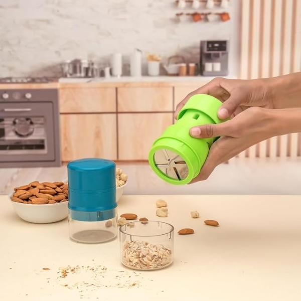 Easy Dry Fruit Cutter and Slicer (Round Shape), Dry Fruit Cutter & Slicer, Built-in Storage, Multicolor, Round Shape, Best for Cashews Nuts, Cashew, Almonds