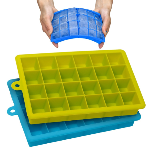 Flexible 24 Grid Silicone Ice Tray – Easy-Release Ice Cube Mold for Drinks, Juices & Cocktails(Random color-Pack of 1)