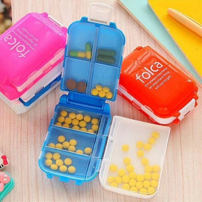Folca Medicine Box – Travel-Friendly Pill Case with Compartments (Random color-Pack of 1)