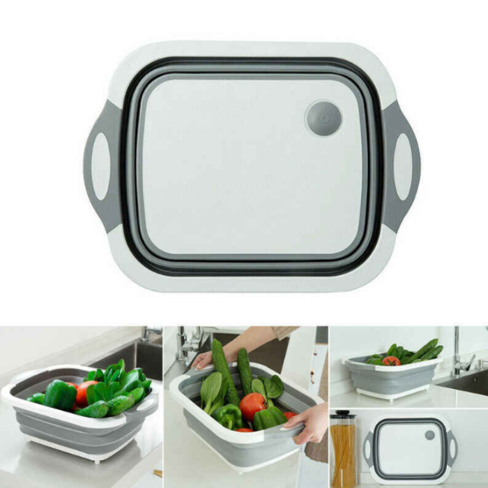 Foldable Plastic Chopping Board – Multipurpose Cutting Board & Vegetable Washing Basket, Space-Saving Kitchen Tool