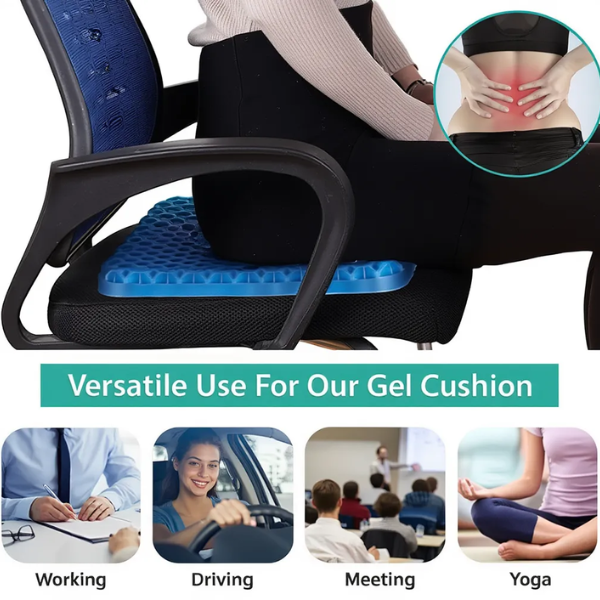Gel Flex Cushion Egg Sitter with Non-Slip Cover – Breathable Honeycomb Gel Seat Pad for Home, Office, Car & Wheelchair (Pain Relief for Back, Spine & Hips)