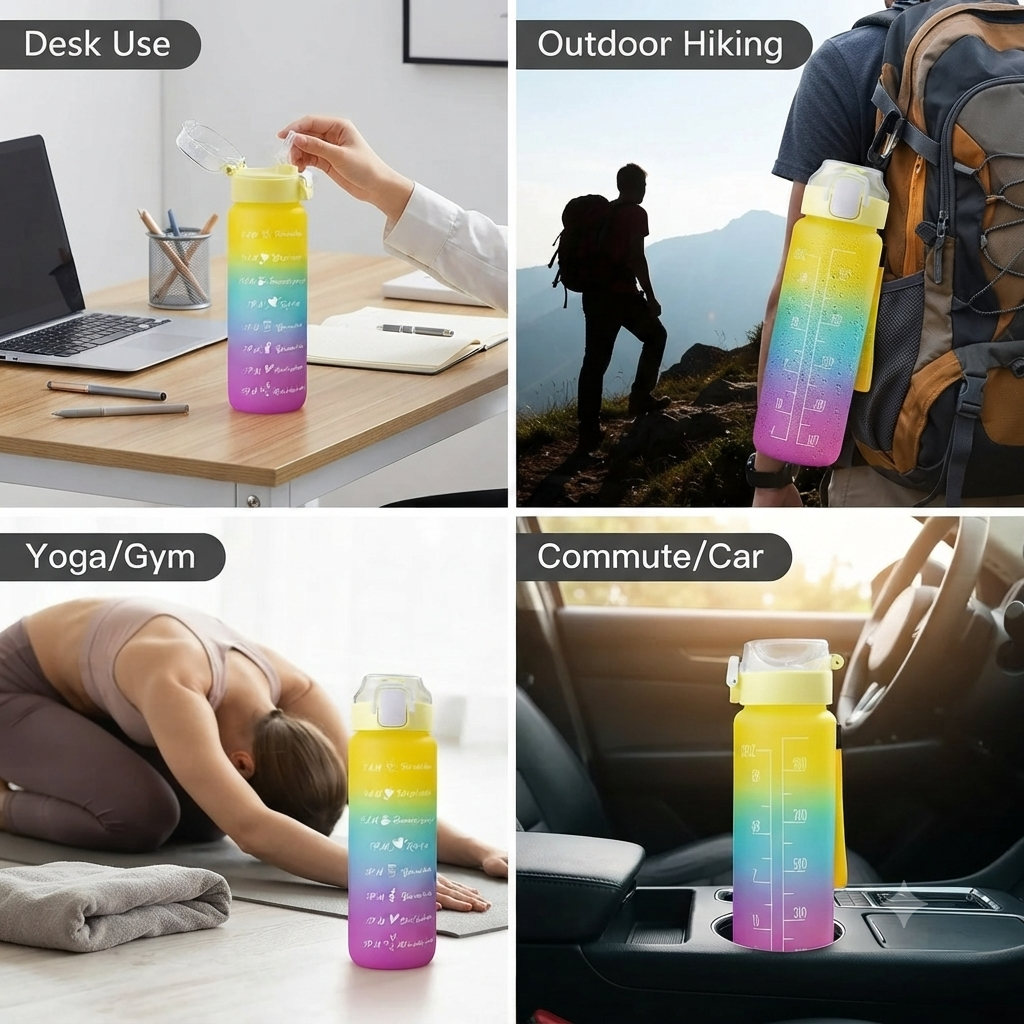 Motivational Water Bottle 1000ml | BPA Free Leak Proof Gym Sipper Bottle with Time Marker | Unbreakable Sipper (Pack of 1)