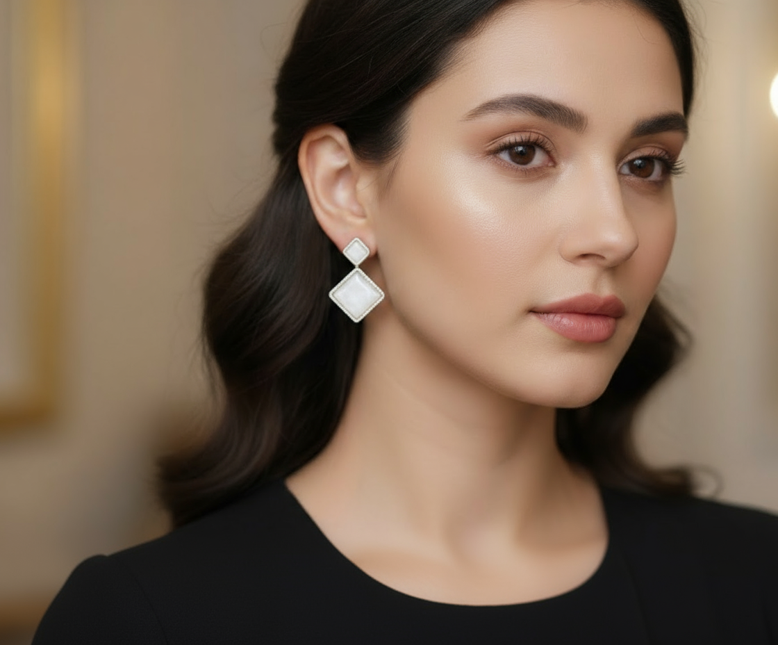 Elegant Geometric Square Drop Earrings for Women – Statement Dangle Jewelry for Party, Wedding & Daily Wear(1 Pair)
