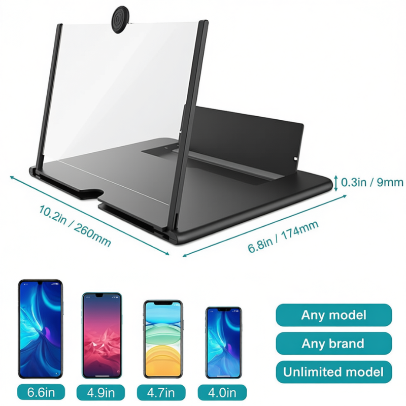 Mobile Phone 3D Screen Magnifier – Enlarged HD Viewing for Smartphones (Random color-Pack of 1)
