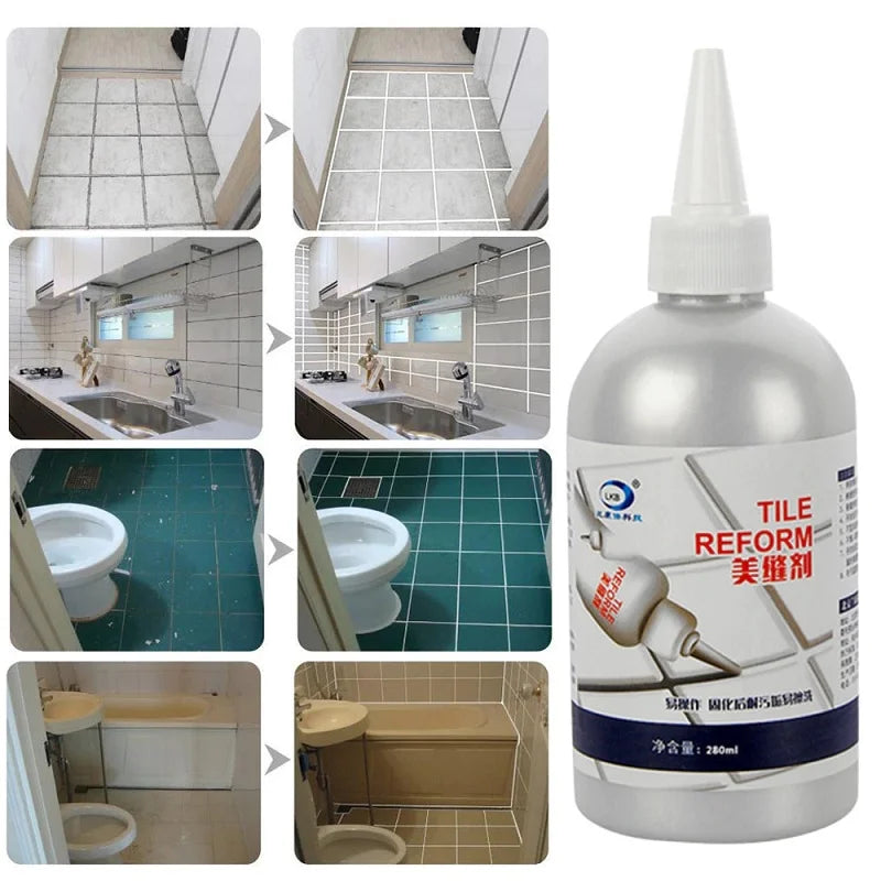 Tile Gap Refill Agent With Scraper 280ml, Waterproof Agent Glue Tile Gap Repair Filler, Tile Coating Cleaner, Tile Sealer Repair Glue Repair Kit for Living Room Floor, Ceramic