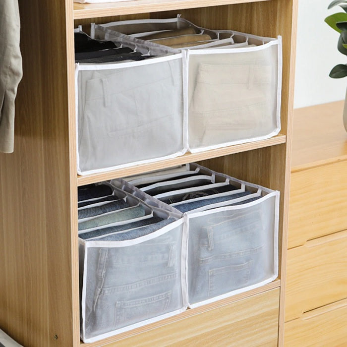 7 Compartment Transparent Storage Clothes Organiser (Heavy Quality), Clothes Wardrobe Organiser for Shirts, Jeans