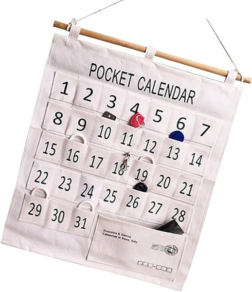 Wall Pocket Calendar Hanging Organizer for Monthly Day Wise Planning, Saving Important & Special Dates