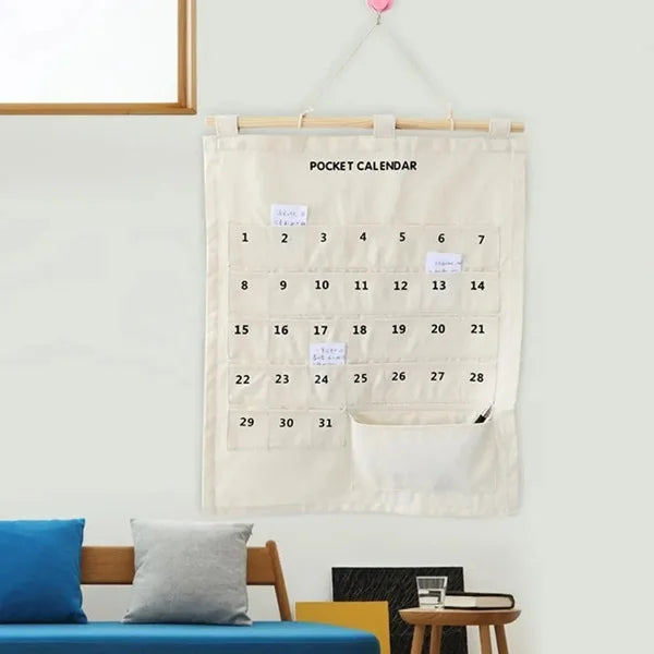 Calender Storage Rack Wall Pocket Calendar Hanging Organizer – Monthly Day-Wise Planner with ...