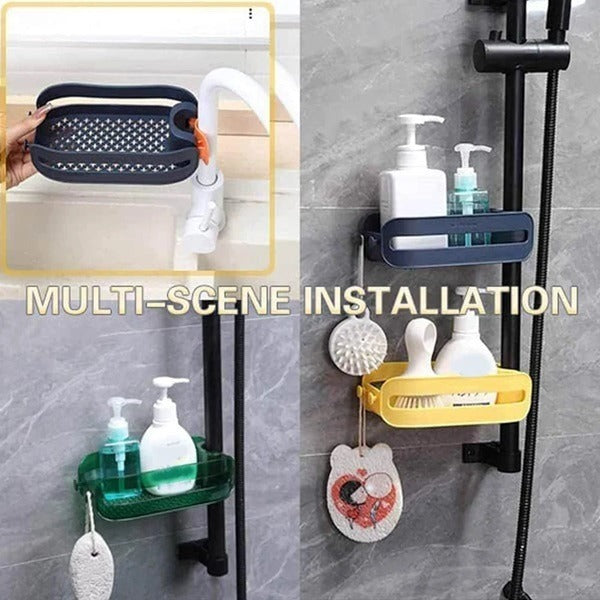 Portaoggetti Per Rubinetto Cucina - Cestello Scolapiatti Multiplo In Alluminio E ABS