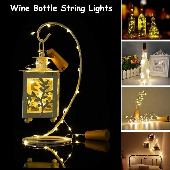 LED Bottle Decorating Light, LED Wine Bottle Cork Copper Wire String Lights, 2M Battery Operated for Room, Balcony, Diwali Lights Decor