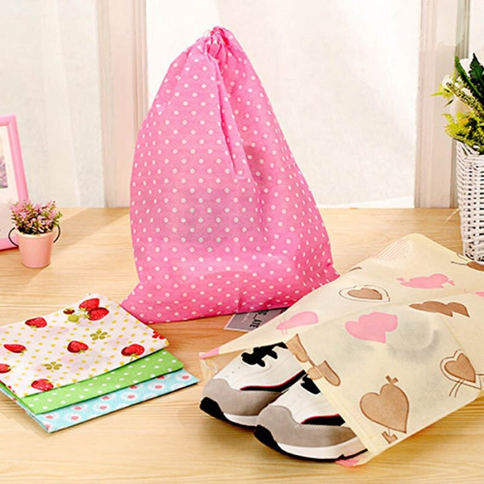 Portable Dust Proof Travel Shoe Bag Random Print - (Pack of 3 Pcs)