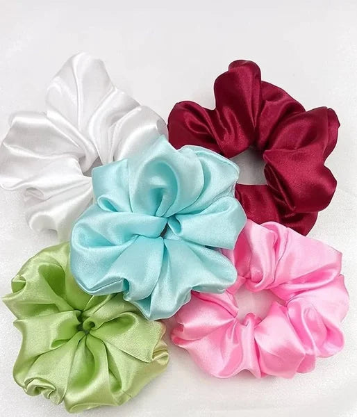 Premium Satin Silk Scrunchie (Large Size)(Random Colour)