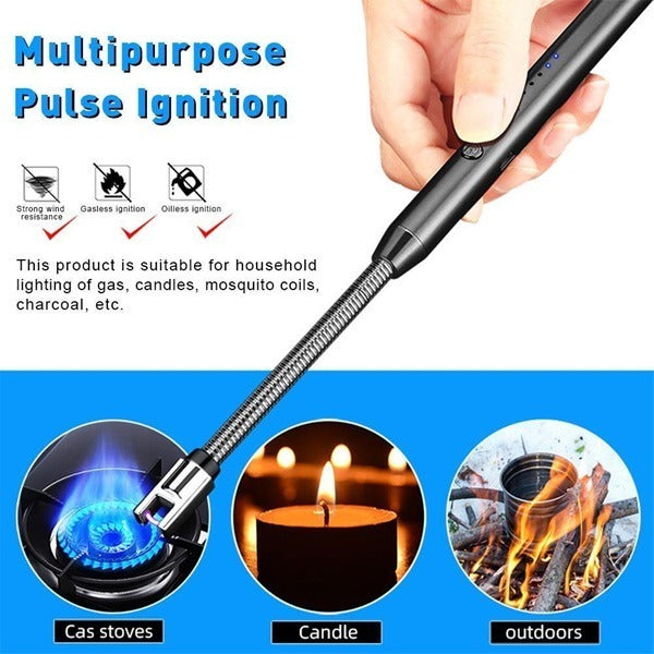 USB Rechargeable Lighter, Rechargeable Electric Gas Lighter Plasma Flameless Windproof USB Lighter 360° Flexible Neck Arc to Light Puja Lamps, Gas Stove, Candles