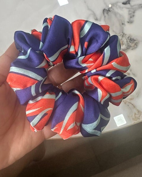 Printed Satin Silk Scrunchies (Large Size)