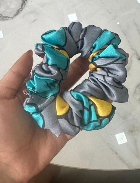 Printed Satin Silk Scrunchies (Large Size)