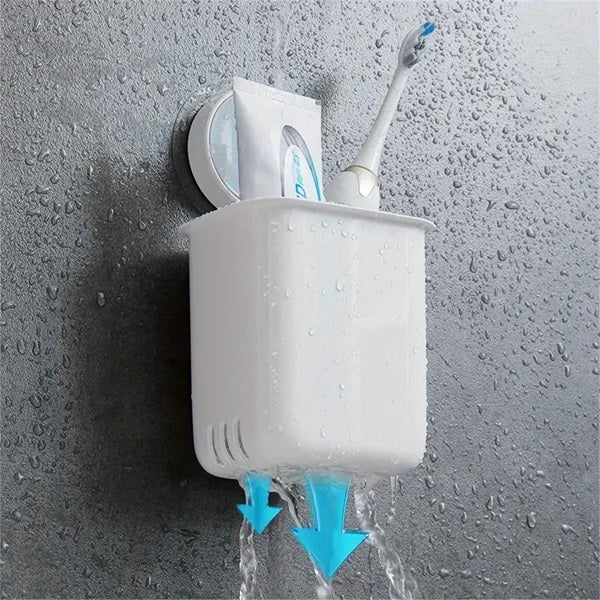 Wall Mounted Toothbrush Holder With Sticker, Toothbrush Holders for Bathroom, Plastic Wall Mounted Self Adhesive, Toothbrush Holder for Toothbrushes, Toothpaste, Shaver, Razor & Brush Holder