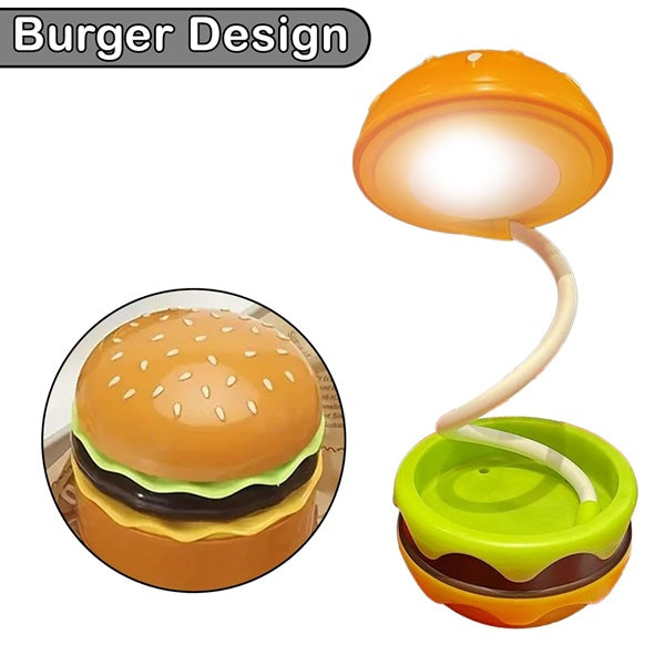 USB Rechargeable Burger Shape Study Lamp, Burger Shape Table Lamp Rechargeable Adjustable Small Desk Lamp for Study Room Home Office Kid Return Gifts