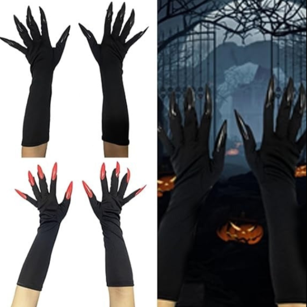 Halloween Ghost Gloves – Long Fingernails Witch & Devil Gloves (Pack of 1 Pair)
