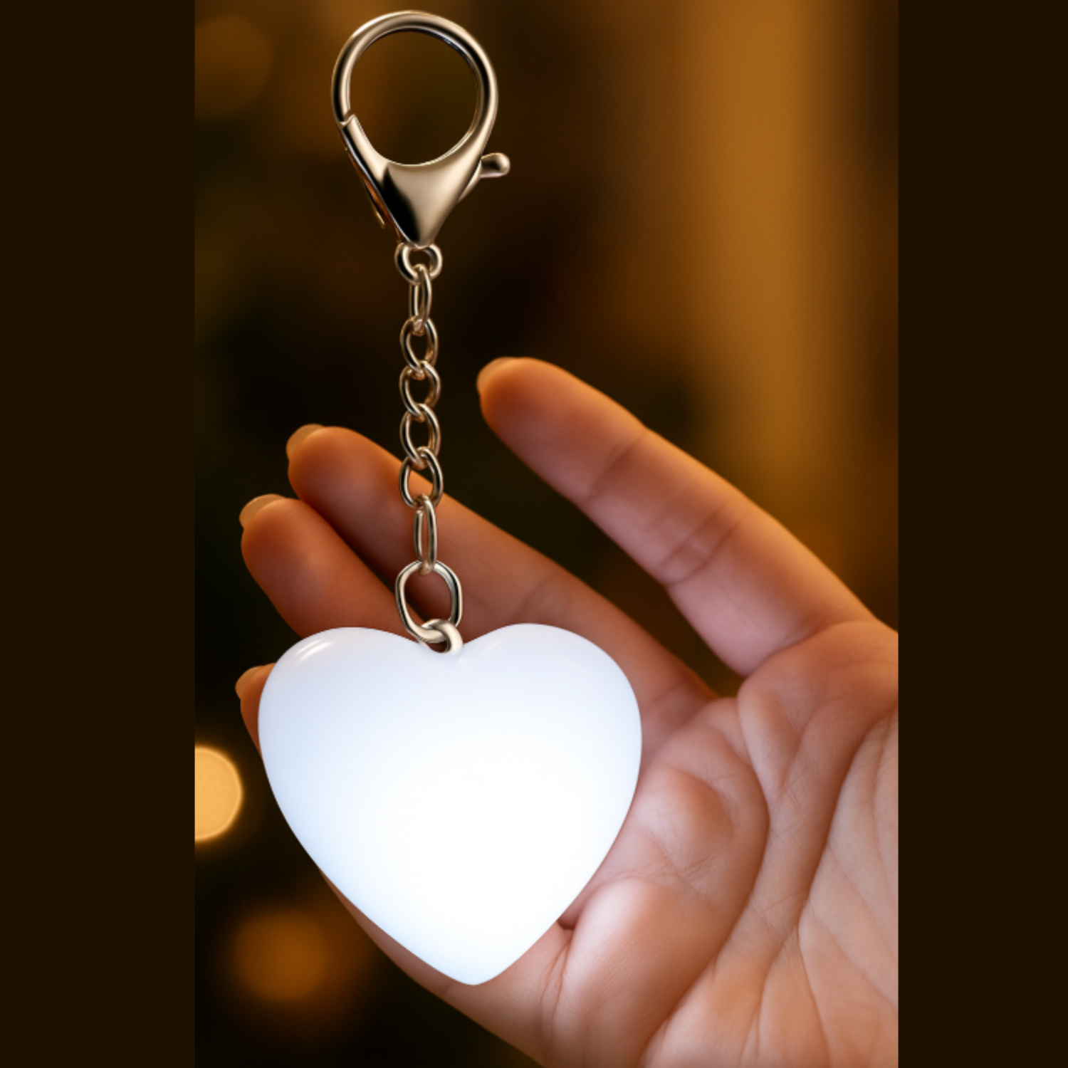 Heart Shaped Keychain Flashlight – USB Rechargeable Mini Safety Torch, Sensor Touch Night Light for Handbag & Purse (Pack of 1)