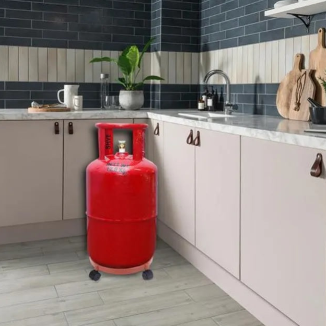 Heavy-Duty Gas Cylinder Trolley with 360° Rotating Wheels – Movable LPG Cylinder Stand for Easy Movement