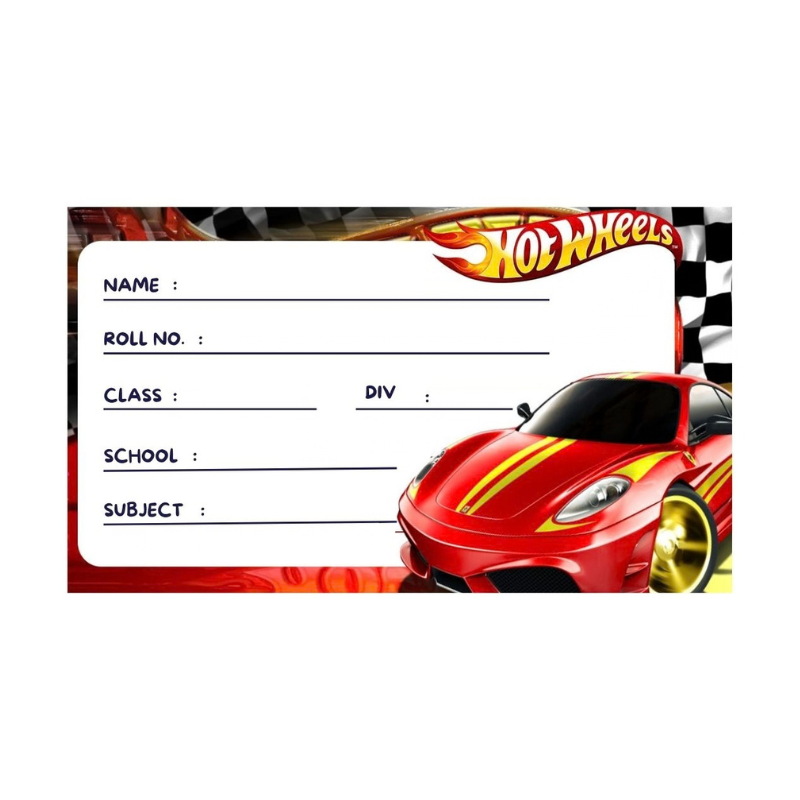 Hot Wheels-Themed Customized School Labels (24-Pack) – Writable Adhesive Name Stickers for Kids