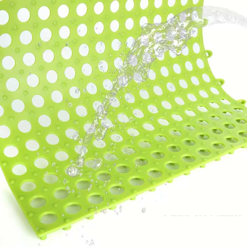 Interlocking Floor Tiles – Soft PVC Non-Slip Drainage Floor Mat for Bathroom, Pool, Patio & Balcony (Random color-Pack of 4)