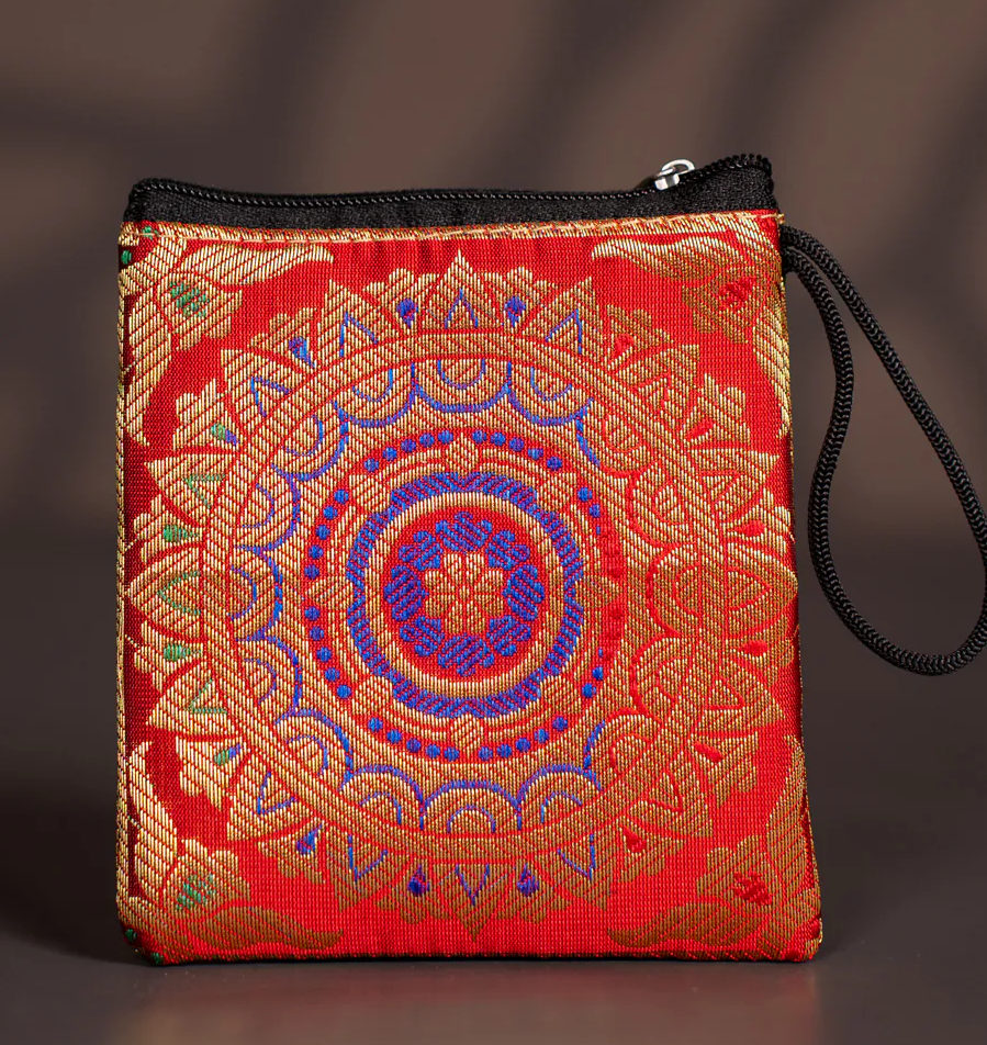 Kolam Designed Banarasi Coin Pouch