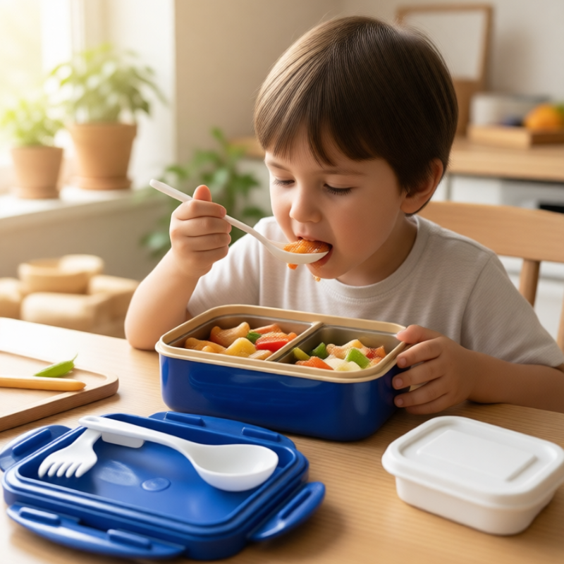 Kids Stainless Steel Lunch Box | Durable Inner Steel Tiffin with Plastic Outer | Easy Clean School Lunch Box (Random Color- Pack of 1)