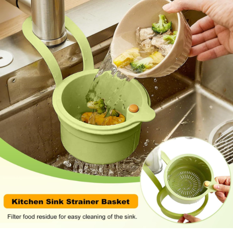 Kitchen Sink Drain Basket | Double Layer Strainer Food Waste Filter | Hanging Sink Drain Holder | Detachable & Easy Clean (Random color-Pack of 1)