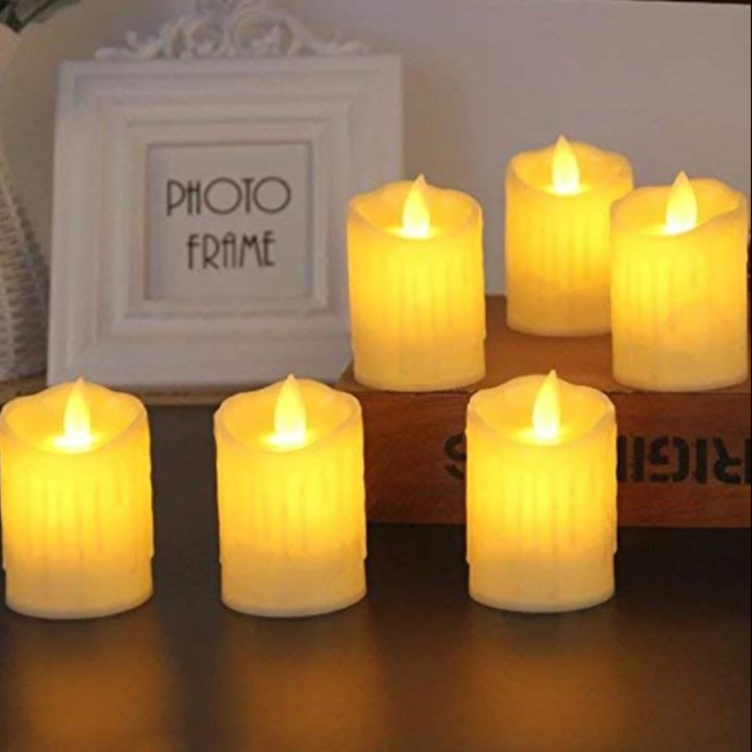 LED Flameless Flickering Candle Set (Pack of 2) – Battery Operated Realistic Candles for Home Décor, Festive & Romantic Ambiance