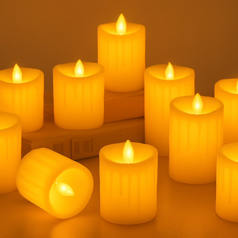 Flameless LED Pillar Candle with Dancing Flame – Battery Operated Decorative Light (Pack of 12)