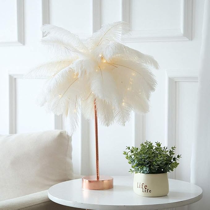 FeatherGlow™ Luxe LED Table Lamp – Elegant Feather Light for Bedroom & Decor