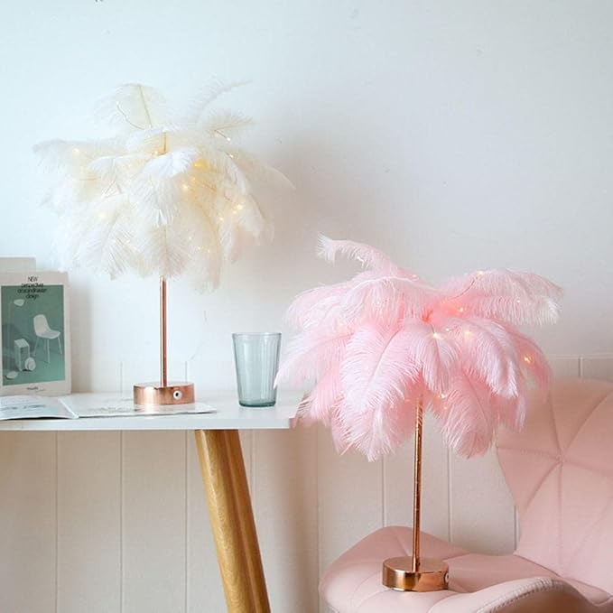 FeatherGlow™ Luxe LED Table Lamp – Elegant Feather Light for Bedroom & Decor