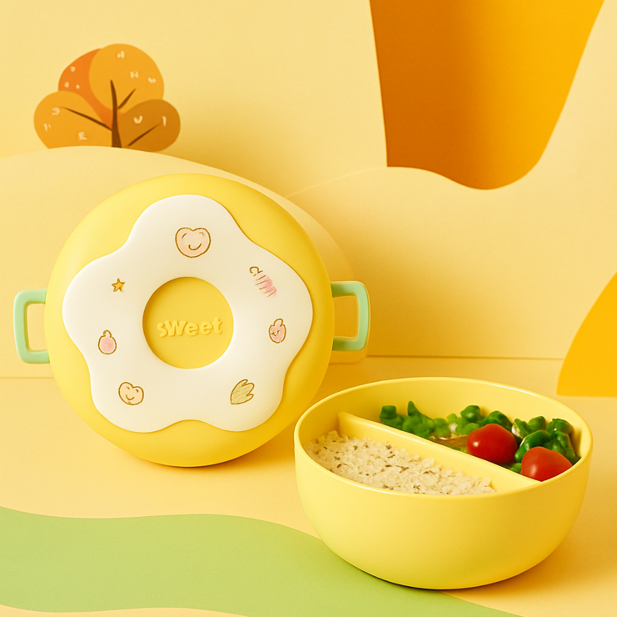 Microwave-Safe Donut Lunch Box – Leak-Proof, Multi-Compartment, Portable Round Bento Box (Pastel Random Colors) (Pack of 1)