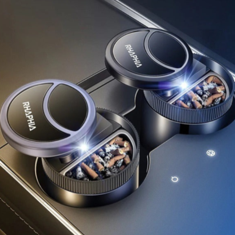 Automatic Ashtray with LED Blue Light – Smokeless, Lid-Smell Proof for Car, Office & Home (Pack of 1)