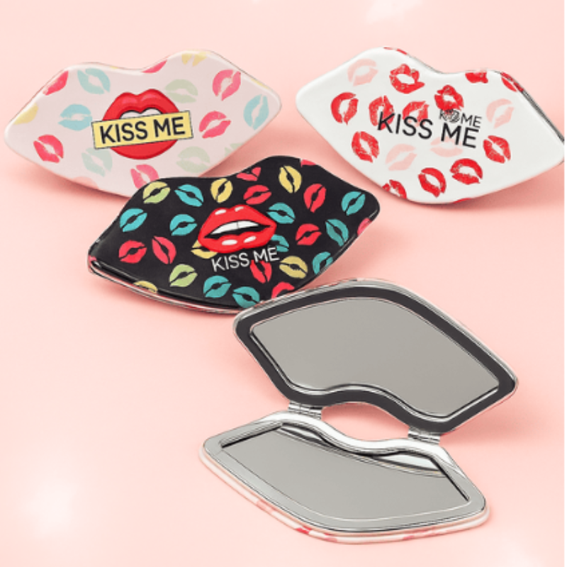 Lip-Shaped Kiss Me Mirror – Fun Decorative Pocket Mirror for Daily Use ( Pack of 1 )