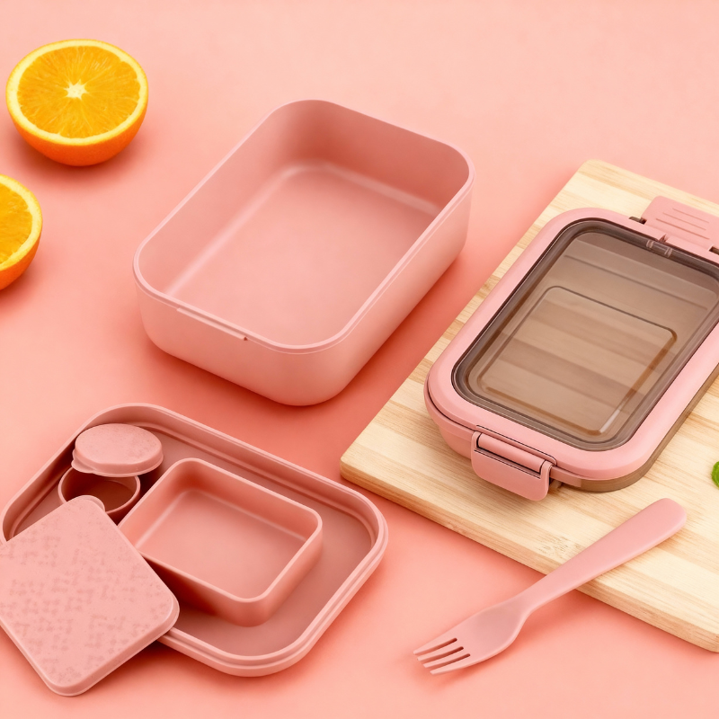 Snackle Pack Kids Lunch Box – Tiffin Box with 2 Small Containers, Spoon & Fork (Random Color)