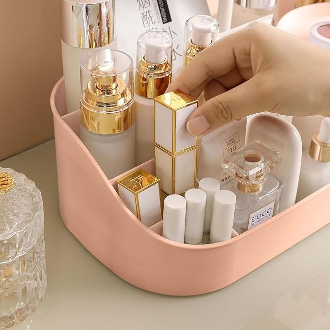 All-in-One Makeup Organizer with Storage Drawers – Desktop Vanity Box for Cosmetics, Skincare, Perfumes & Jewelry (Random Color)