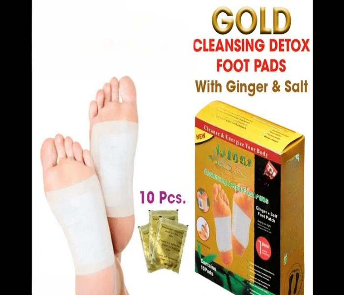 Gold Detox Foot Patch, Ginger &amp; Salt Adhesive Patches for Foot Care, Body Cleansing, Pain Relief, Relieve Stress, Relaxation, Organic Natural ingredients