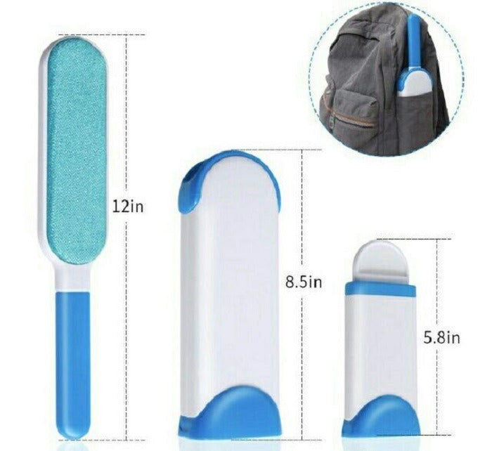 Pet Fur and Lint Remover With Self-Cleaning Base Double-Sided Brush