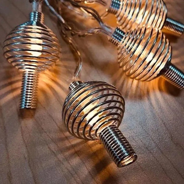 Led Light Spring 16 LED Metal Spring String Light for Home Decoration Diwali Light for ...