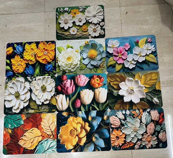 3D Flower Print Water Absorbent Bathroom Mat, Water Absorbent Non Slip Bath Mat, Quick Dry Mat for Bathroom, Door Mat for Home, Kitchen, Office