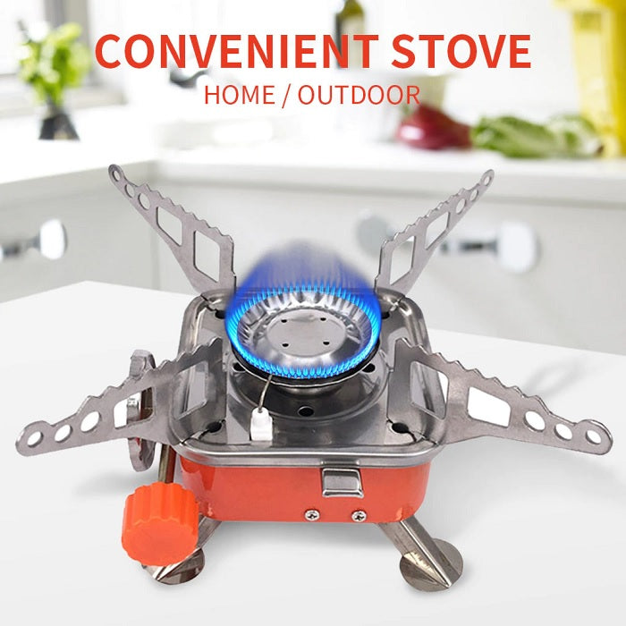 Mini Portable Outdoor Gas Stove, Butane Gas Burner For Outdoor Camping, Hiking, Picnic, Mini gas stove, Stainless Steel body, Folding Furnace, Camping Equipment