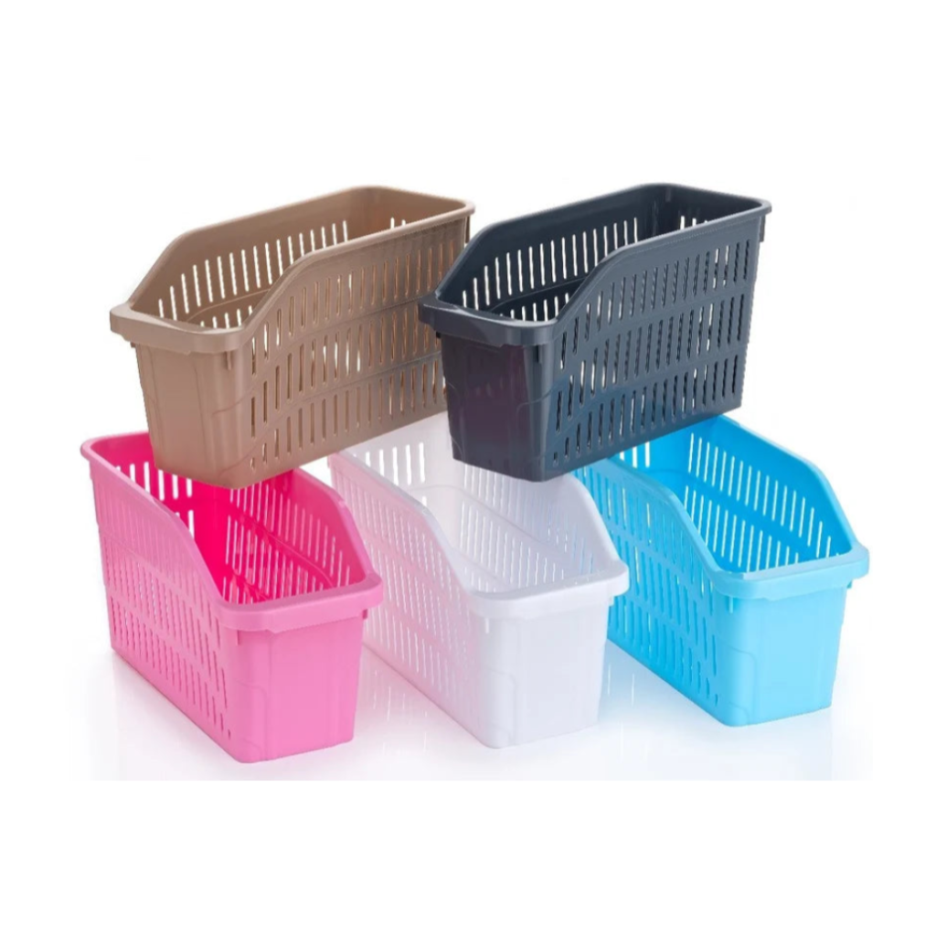 Navya Multipurpose Storage Basket – 4000ml Plastic Organizer Basket for Kitchen & Home Use (Random color-Pack of 3)