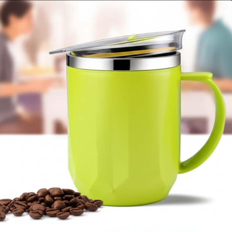Mooddy Crystal Stainless Steel Coffee Mug With Lid– Insulated Travel Cup (Random color) (Pack of 1)